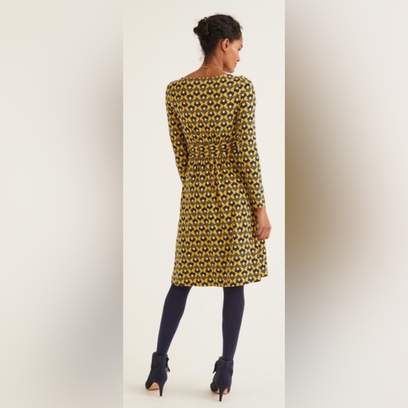 Boden Abigail Jersey Midi Dress Saffron Yellow & Navy Mermaid Geo *Blogg… - Picture 5 of 10